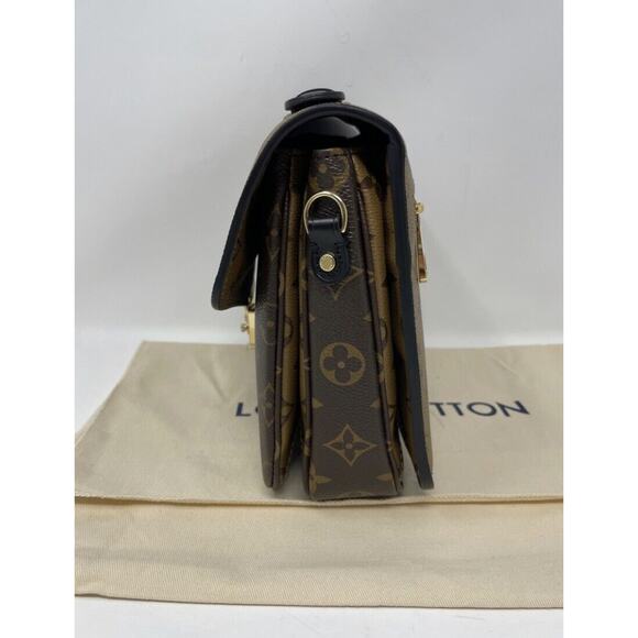 Louis Vuitton Pochette Metis Shoulder Bag Brown Leather Monogram Reverse Coated - Picture 8 of 13
